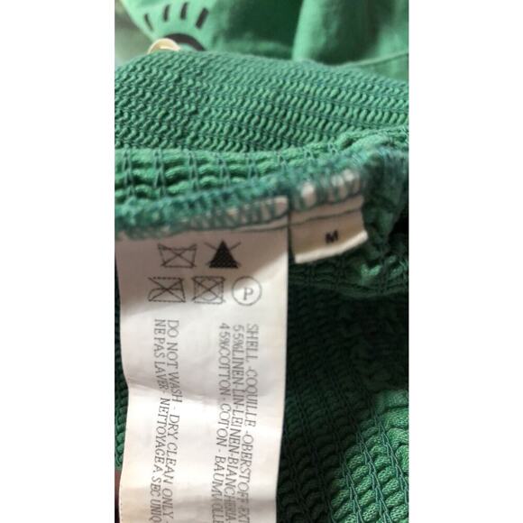 Peter Som Collective Puff Sleeve Dress Open Tie Back Cotton Mini Green Size 8 - Picture 13 of 13